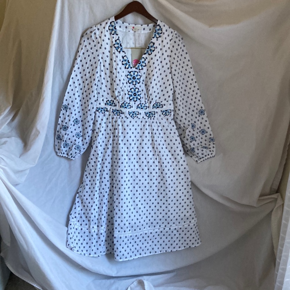Boden blue & white cotton dress